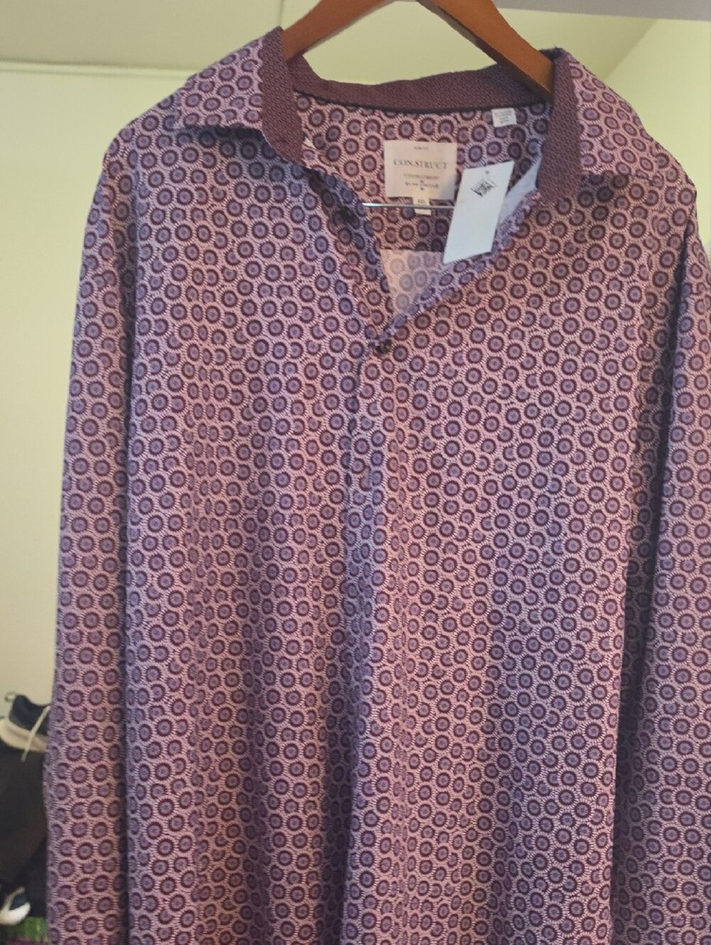 CON.STRUCT Men's Slim Purple Geometric Button-Down Shirt - Picture 5 of 11